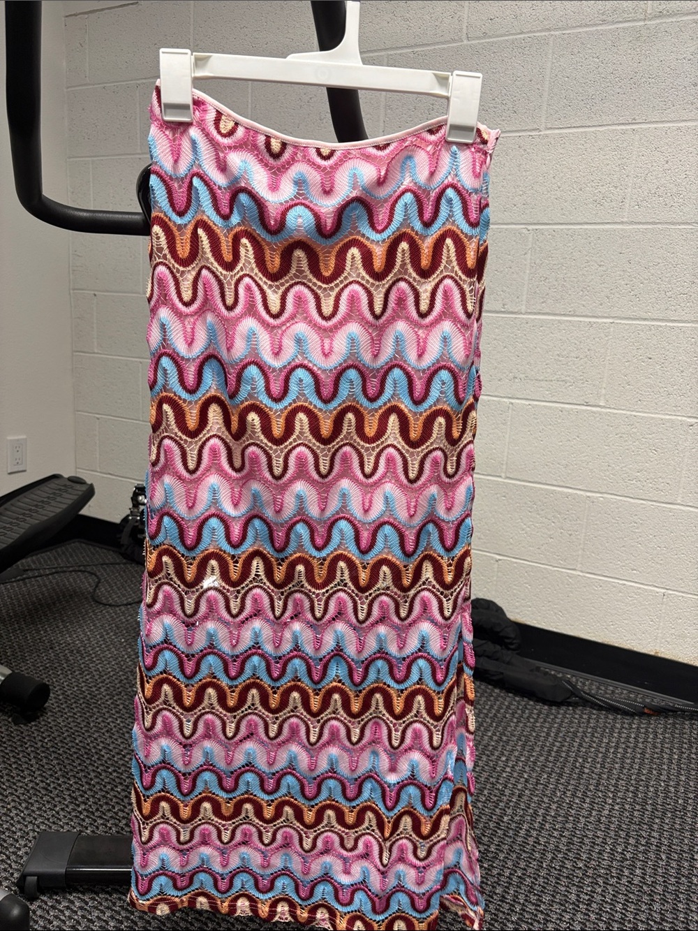 Shasa Pink Multi Wavy Chevron Knit Maxi Skirt